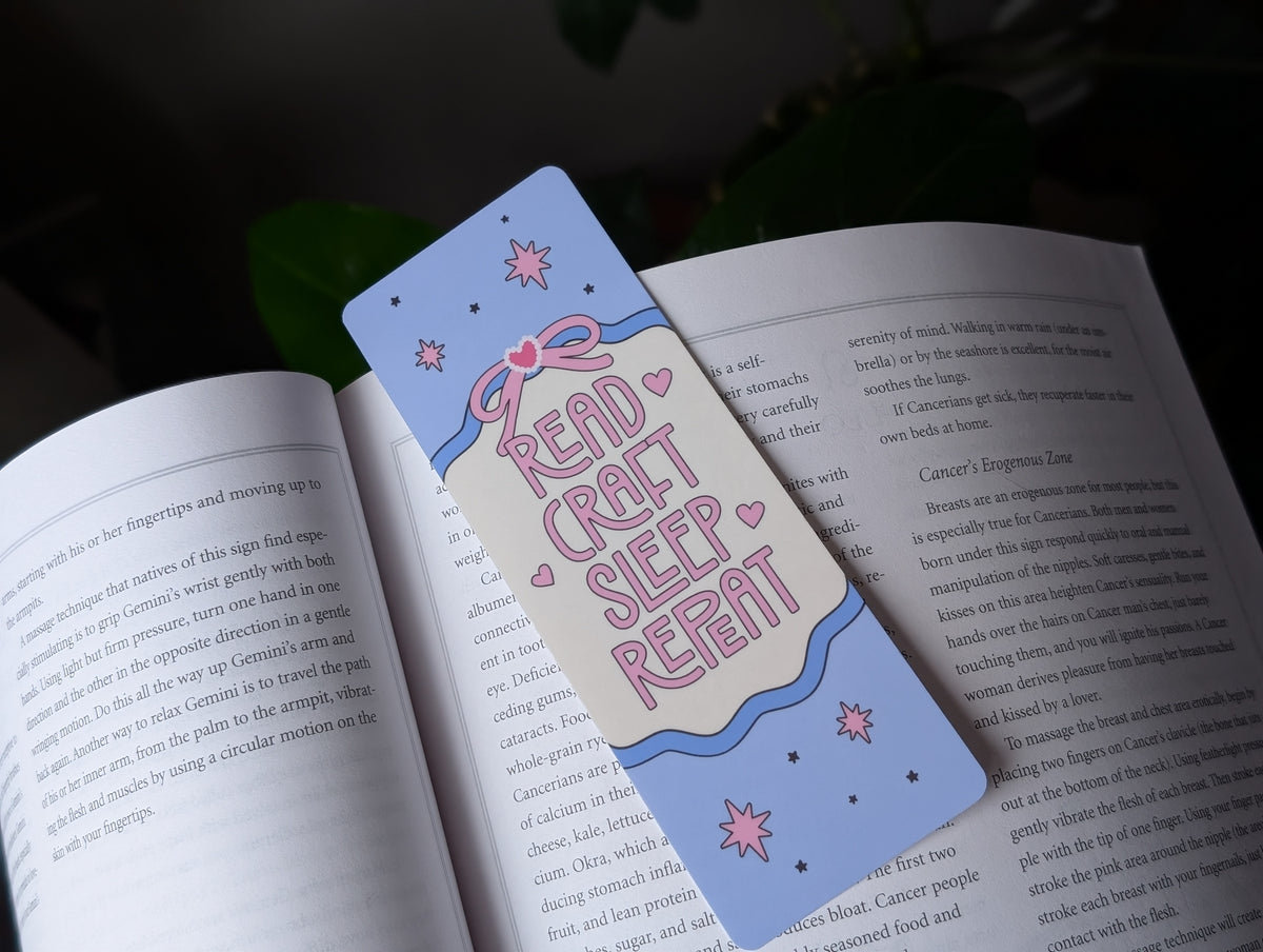 Read Craft Sleep Repeat Bookmark – Cute Pastel Book Lover Gift
