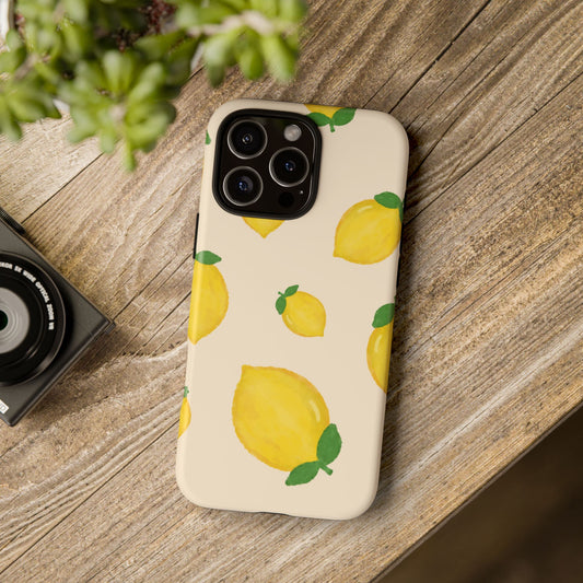 Lemon Print Phone Case, Vibrant Lemon Design, Cute Citrus Case, Gift for Fruit Lovers, Summer Vibe Accessories