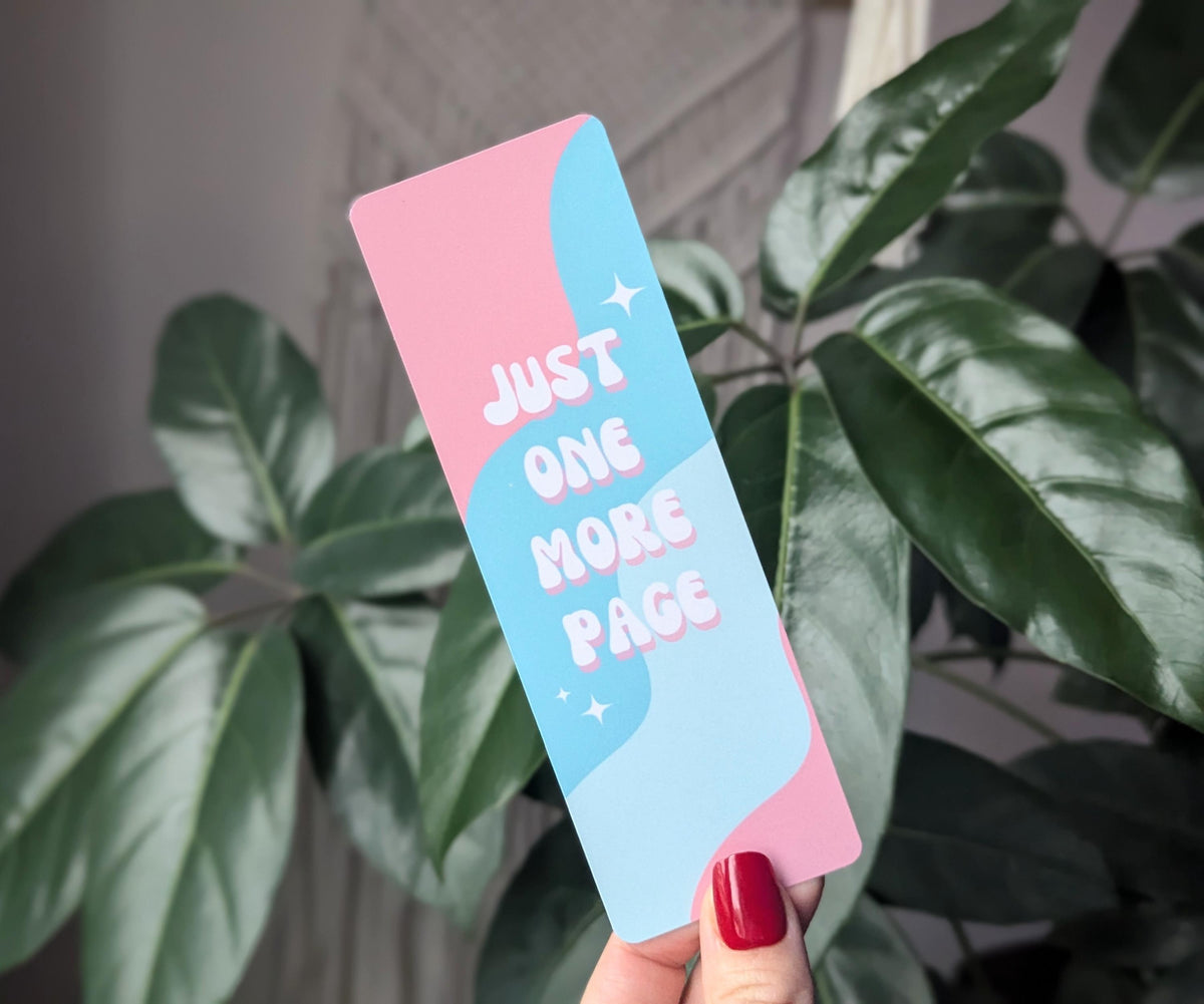 Just one more page bookmark, cute pastel retro aesthetic, bookworm gifts, book gift for book lovers, bookish gift, reader accessories, cute