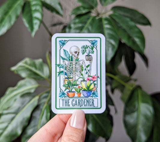 The gardener sticker, tarot card sticker, water bottle sticker, gift for gardener, plant lover gift, laptop stickers, outdoor garden art