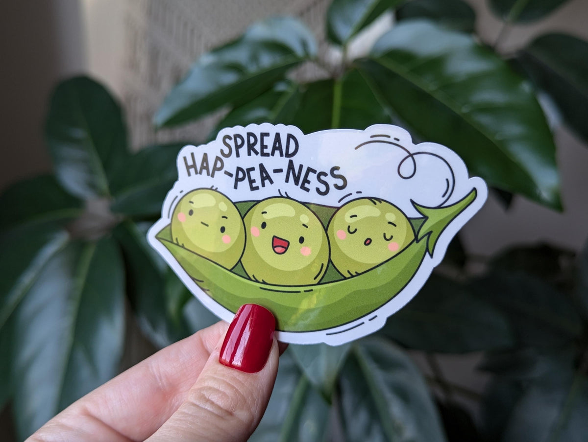 Spread happiness sticker, positivity stickers for laptop, pea sticker for water bottle, cute gift for friend, mental health stickers