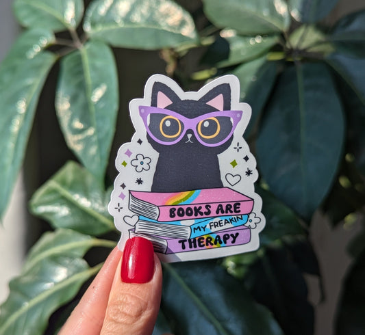 Books Are My Freaking Therapy Vinyl Sticker