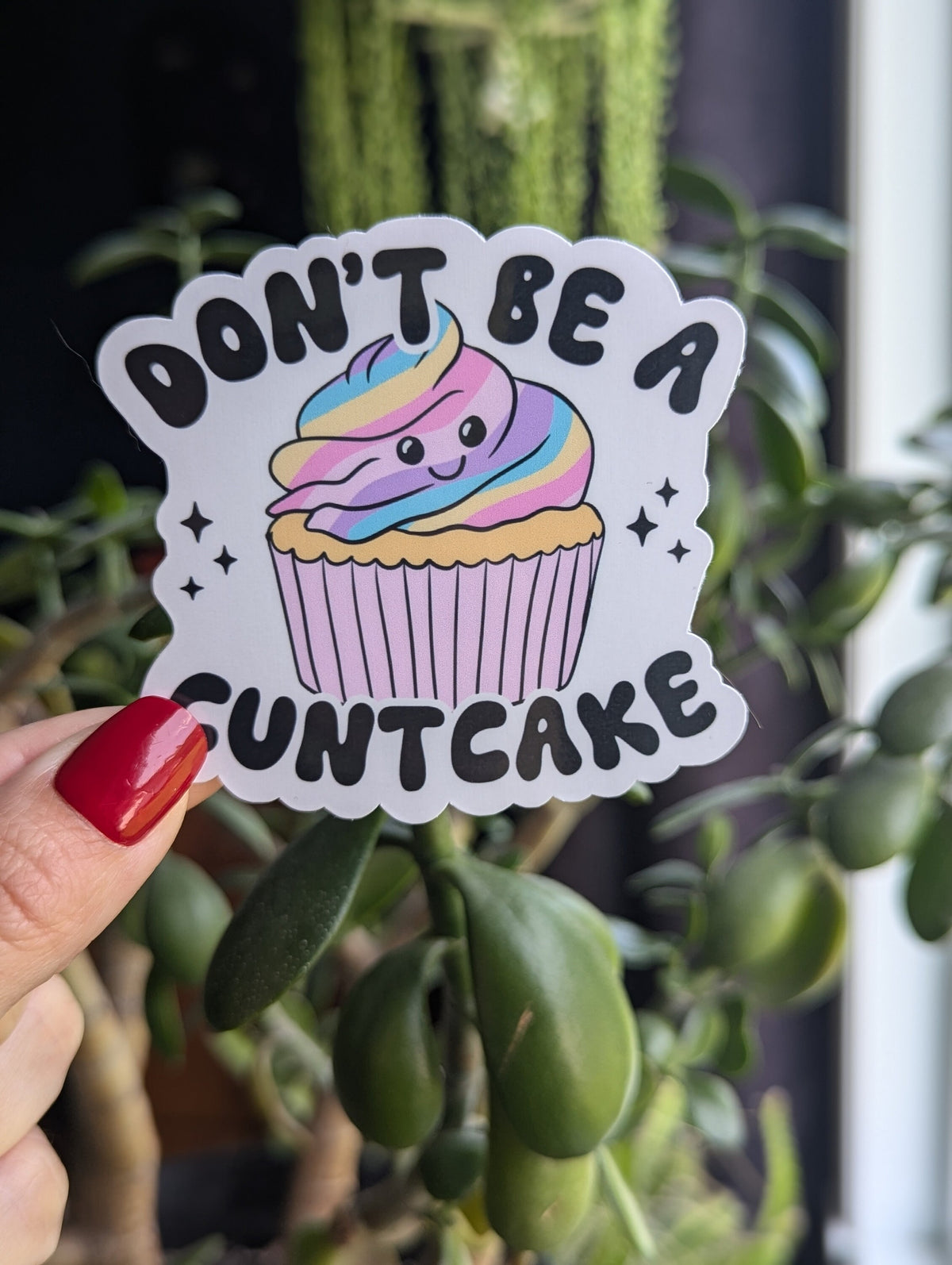 Don't be a cuntcake, adult humor sticker for water bottle, snarky stickers for kindle, funny gift for best friend birthday, cupcake stickers