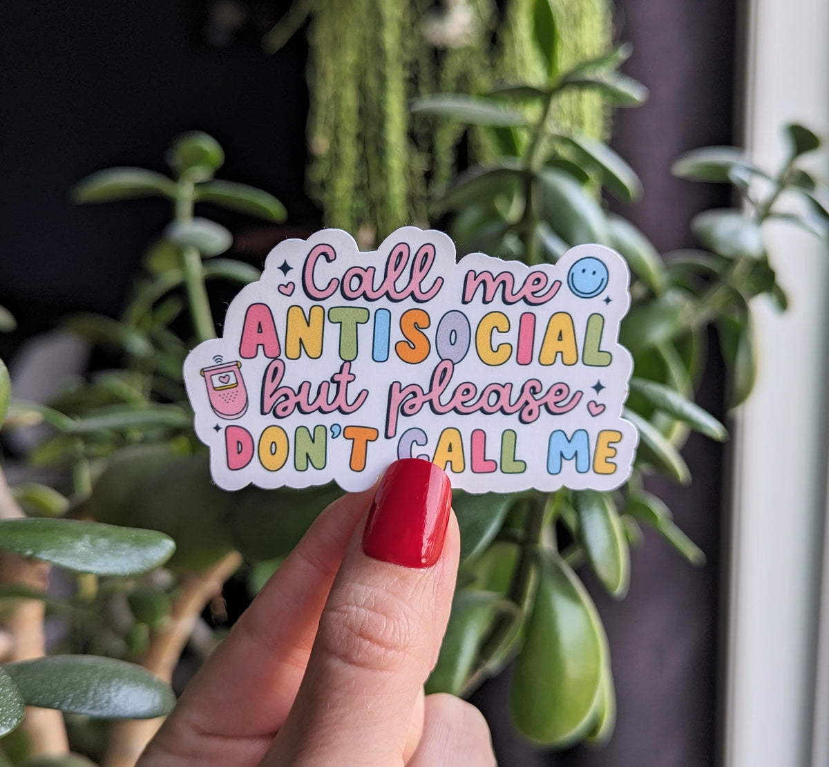 Call me antisocial, introvert gift for women, funny gift for best friend, bookish stickers for kindle, don't call me, self care stickers for