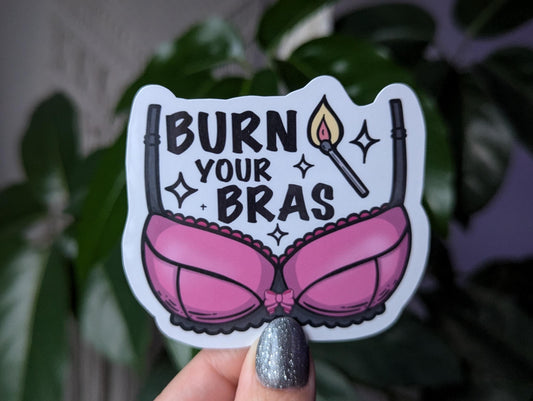 Burn your bras, feminist stickers for water bottle, female stickers for tumblers, breast stickers for hydroflask, funny stickers adult