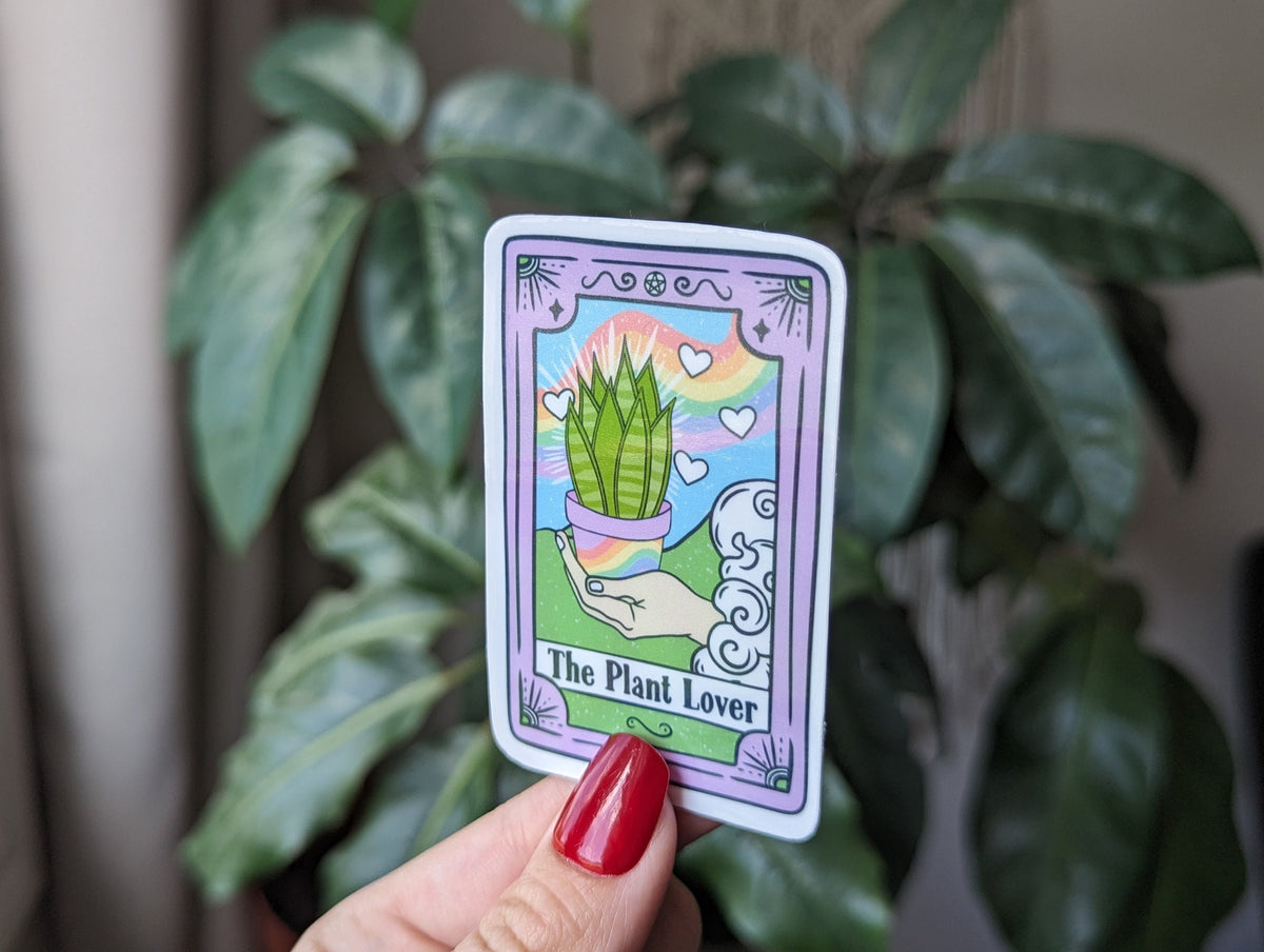 the plant lover tarot card, funny sticker for phone case, cute gift for plant lover, witchy gifts for women, witchcraft stickers for kindle