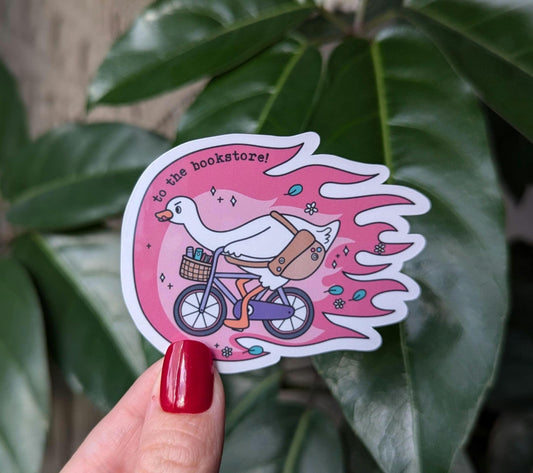 Off to the bookstore, funny goose sticker for kindle, bookish stickers for laptop, book gifts for book lovers, booktok merch, reader gifts