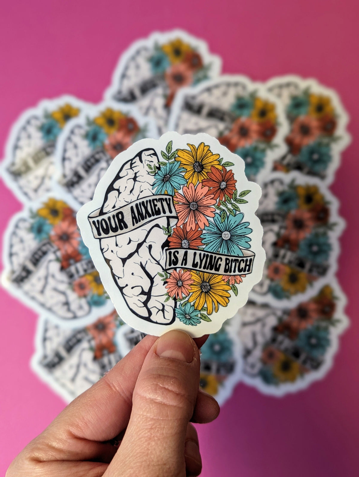 Your anxiety is a lying bitch sticker, anxiety stickers for hydroflask mental health, motivational gift for best friend, self care gift for