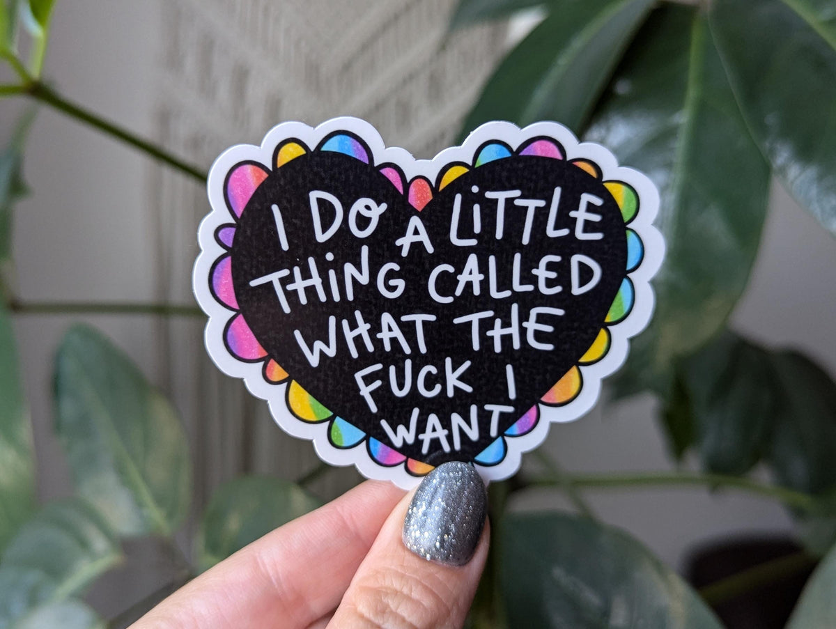 I do what I want sticker, independent woman, sassy stickers for water bottle, black heart sticker for laptop aesthetic, swearing gifts for
