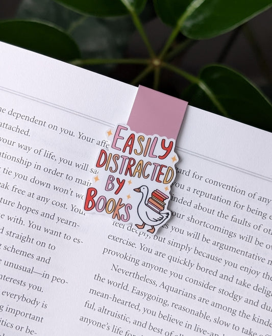 Easily Distracted by Books Bookmark – Funny Goose Magnetic Page Marker