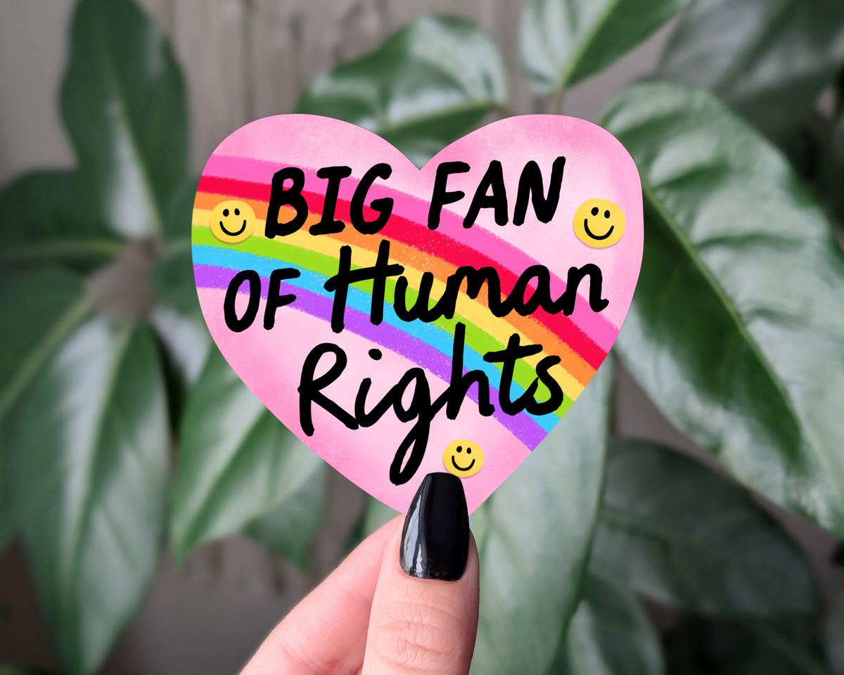 Big Fan of Human Rights Rainbow Heart Vinyl Sticker