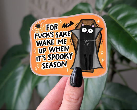 Wake Me Up When It’s Spooky Season – Funny Halloween Cat Sticker