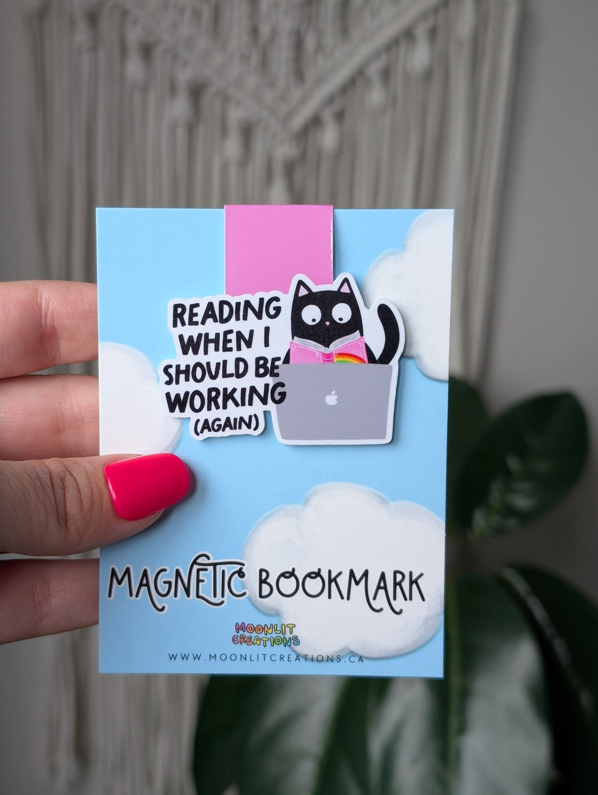 Funny Cat Magnetic Bookmark – Reading When I Should Be Working