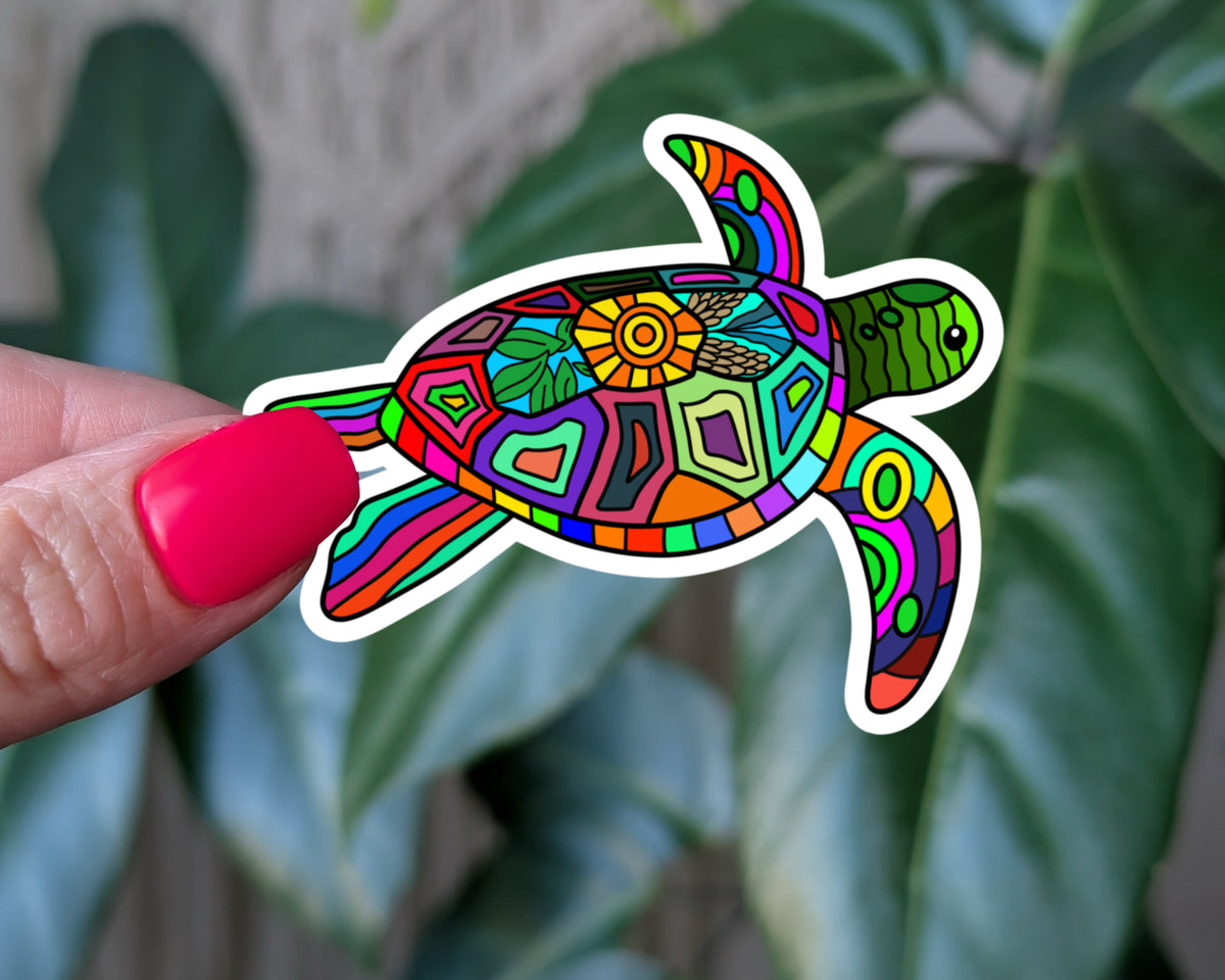 Hand Drawn Vibrant Turtle Sticker