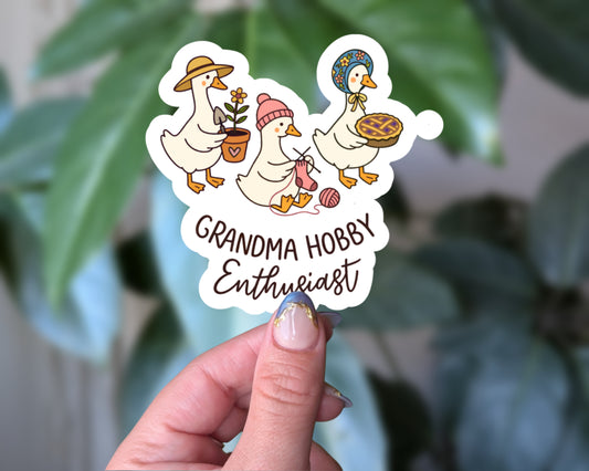 Grandma Hobby Enthusiast Goose Sticker