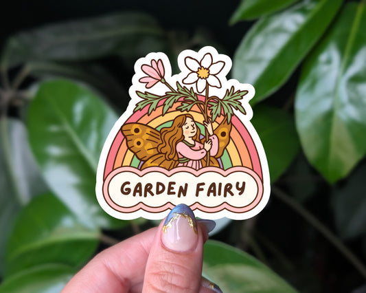 Garden Fairy Floral Rainbow Sticker